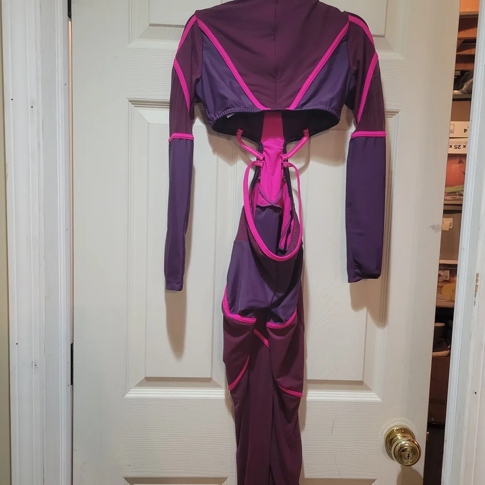 Kids Dance Costume Unitard in Burgundy and Hot Pink